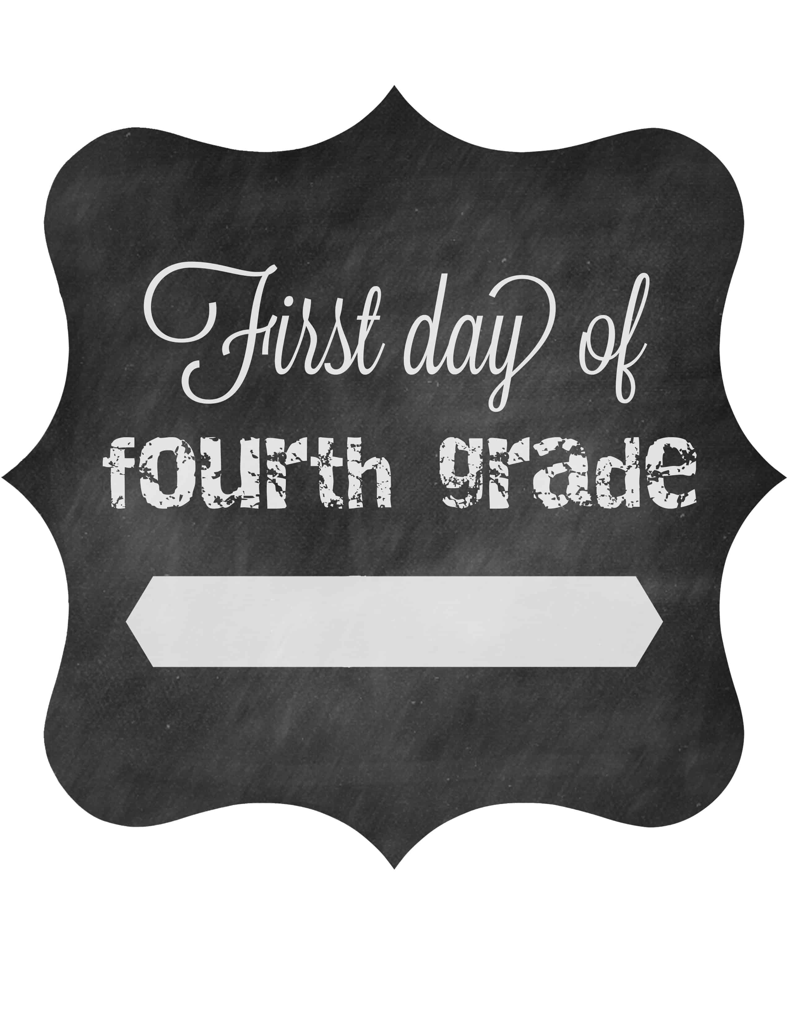 First Day Of School Free Printable Signs 2014 • The Pinning Mama - First Day Of Fourth Grade Free Printable