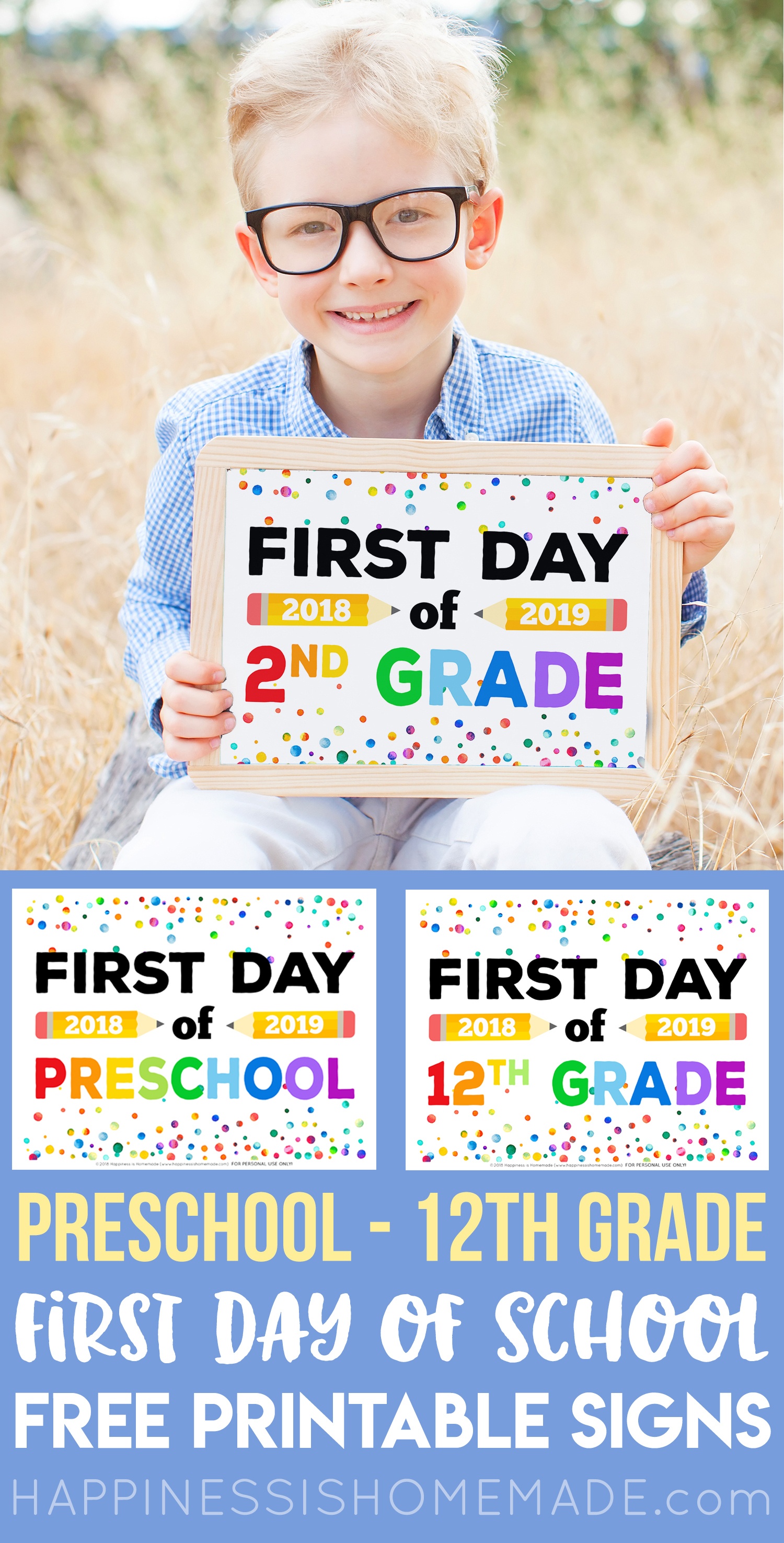 First Day Of School Signs - Free Printables - Happiness Is Homemade - First Day Of School Printable Free