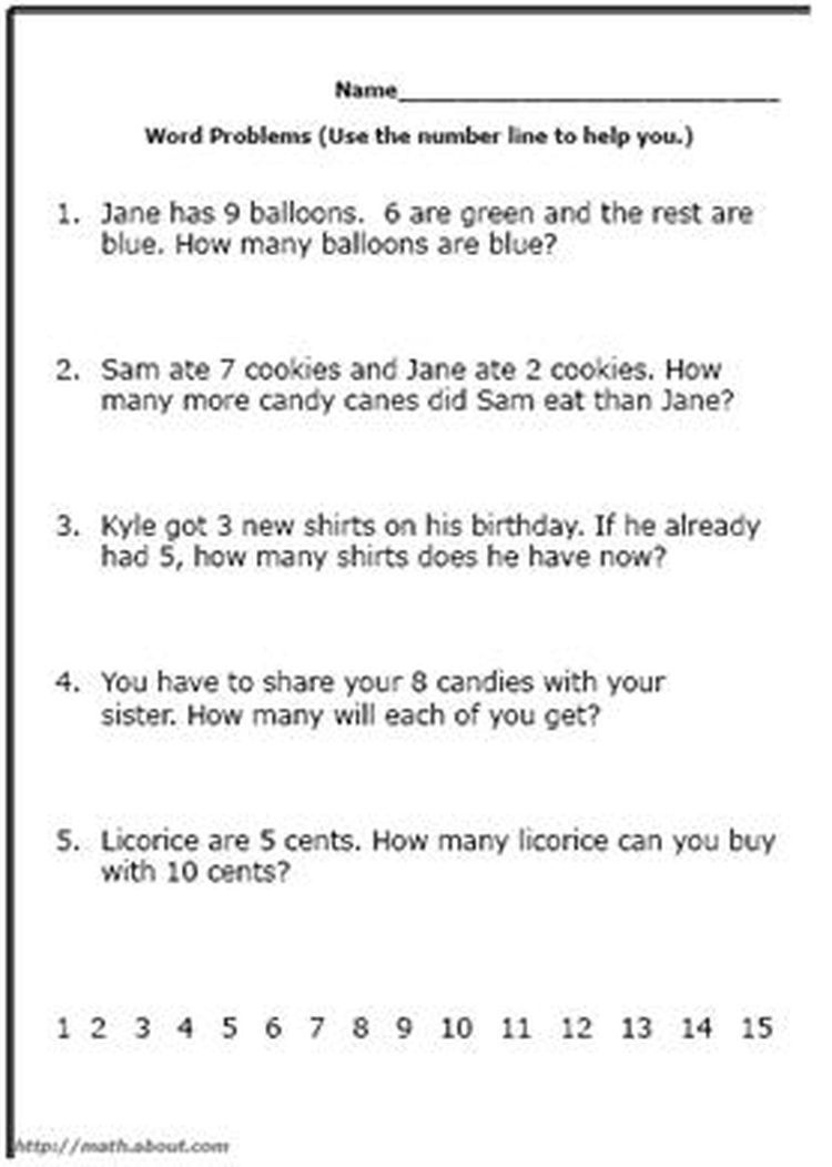 First Grade Math Word Problems Free Worksheets
