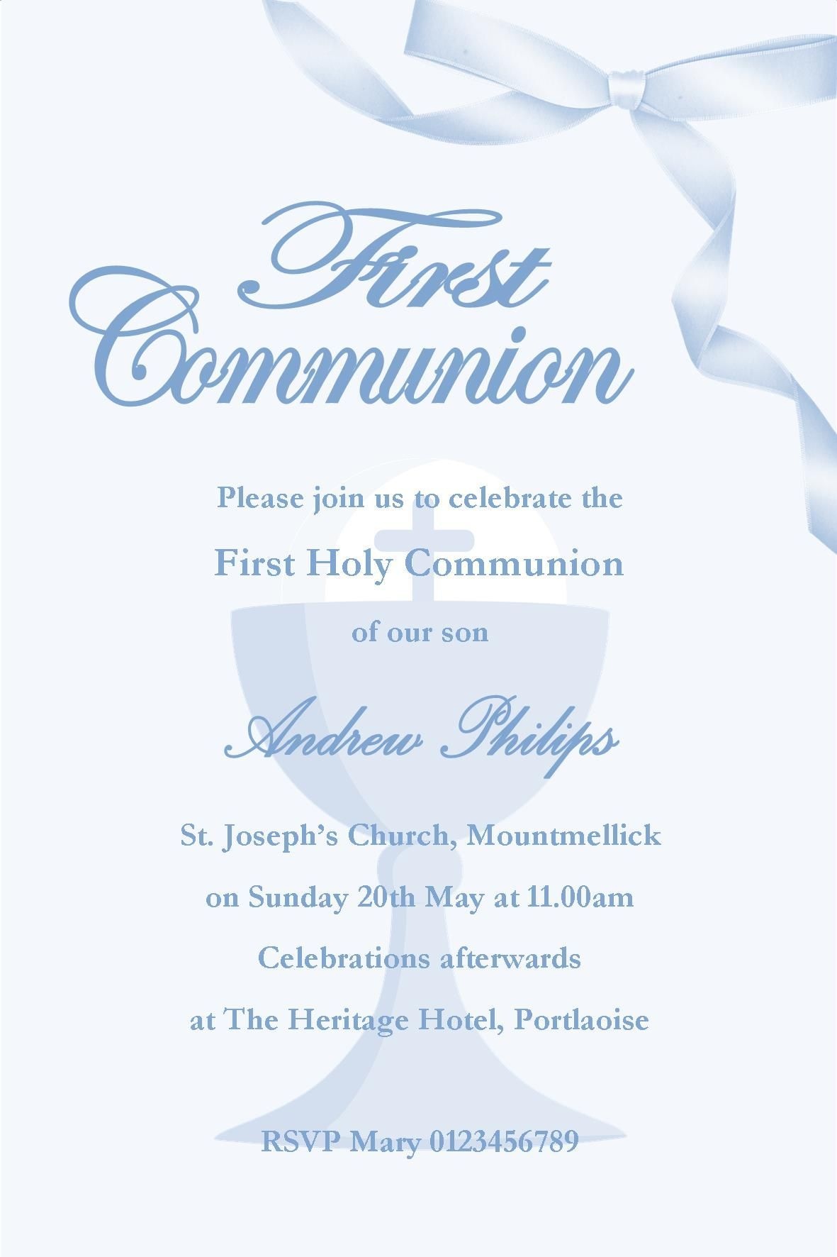 First Holy Communion Invitations For Boys - Anarchistshemale - Free Printable 1St Communion Invitations