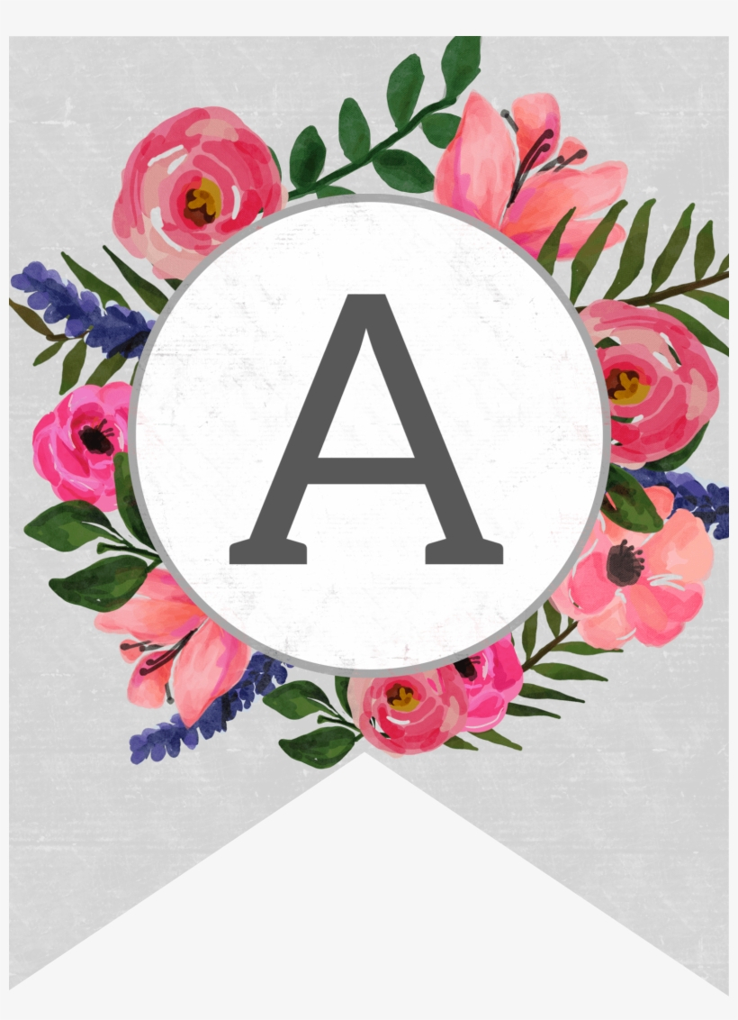 Floral Alphabet Banner Letters Free Printable - Free Printable - Free Printable Whole Alphabet Banner