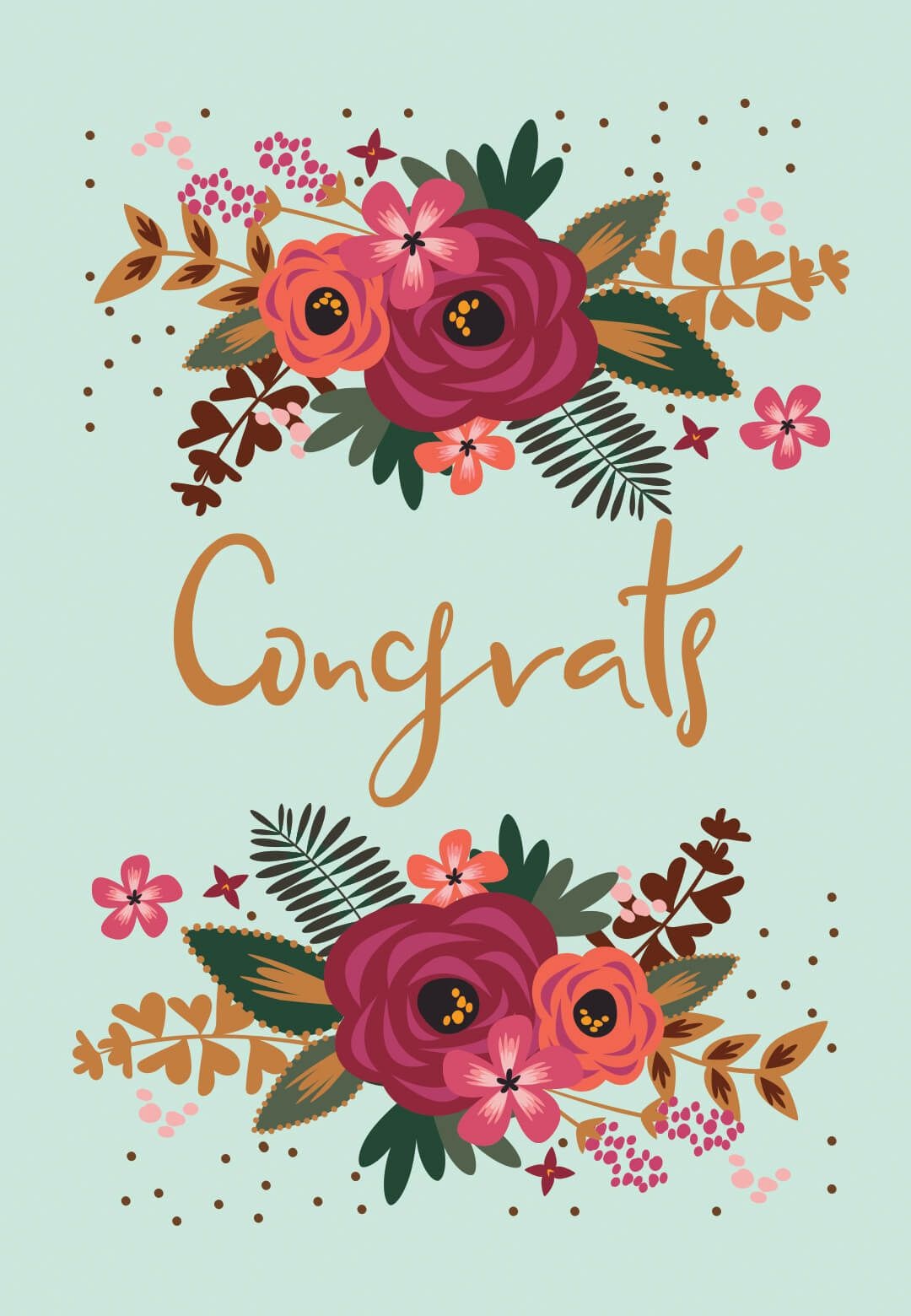Floral Congrats - Free Printable Wedding Congratulations Card - Free Printable Wedding Shower Greeting Cards