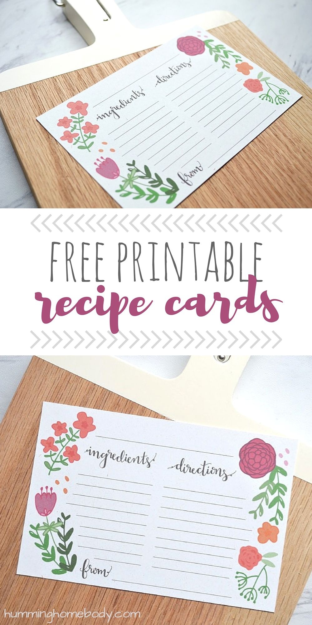 Floral Printable Recipe Cards | Printables | Printable Recipe Cards - Free Printable Photo Cards 4X6