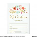 Flower Bouquet Gift Certificate | Zazzle | Baby | Gift – Free Printable Gift Certificate Templates For Massage