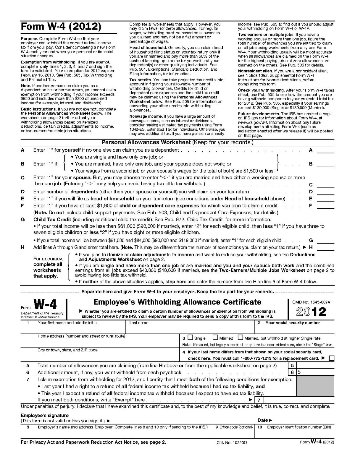 Form W 4 Wikipedia Free Printable W 4 Form Free Printable   Form W 4 Wikipedia Free Printable W 4 Form 