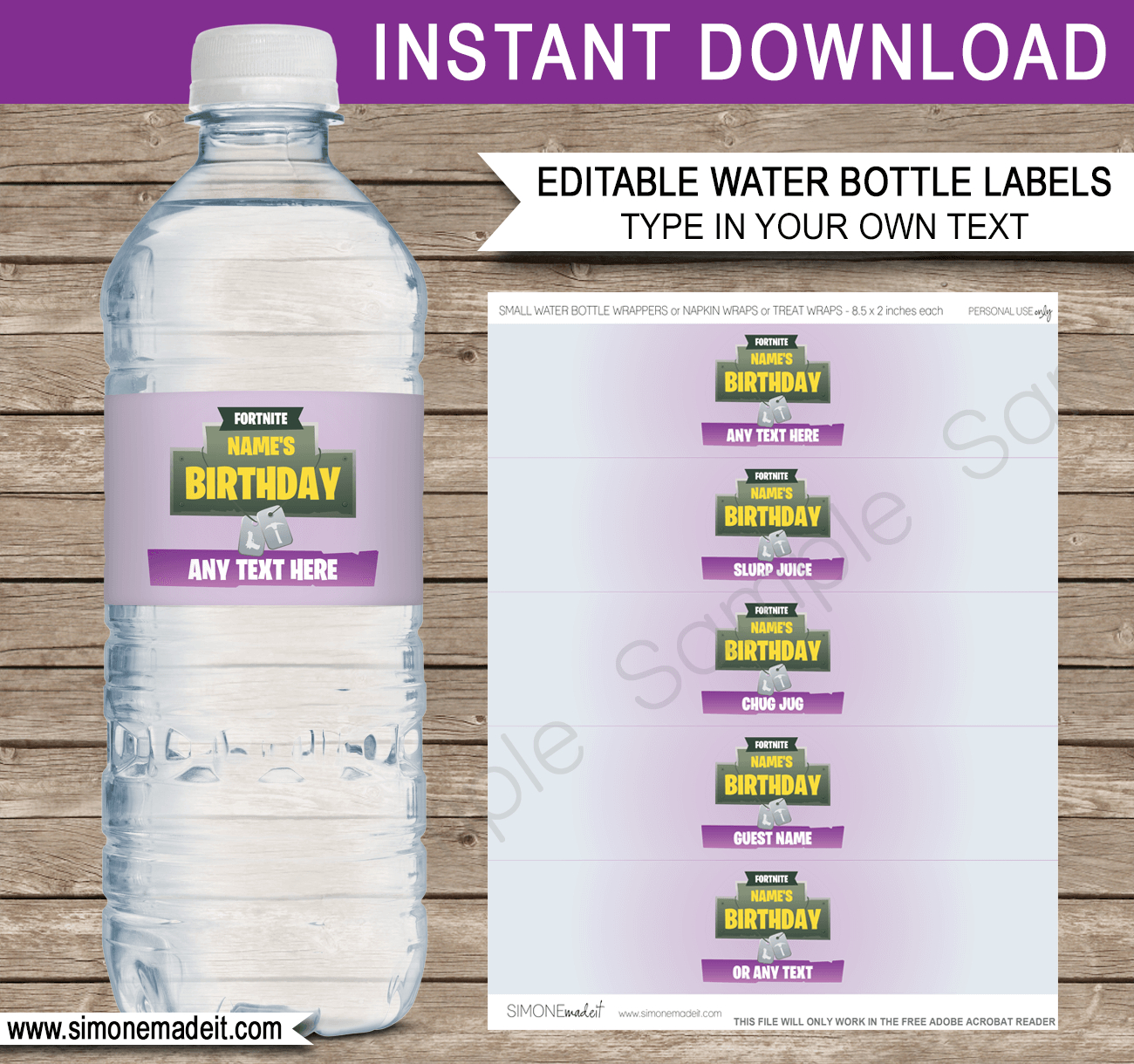 Fortnite Water Bottle Labels Template | Fortnite Birthday Party - Free Printable Paris Water Bottle Labels