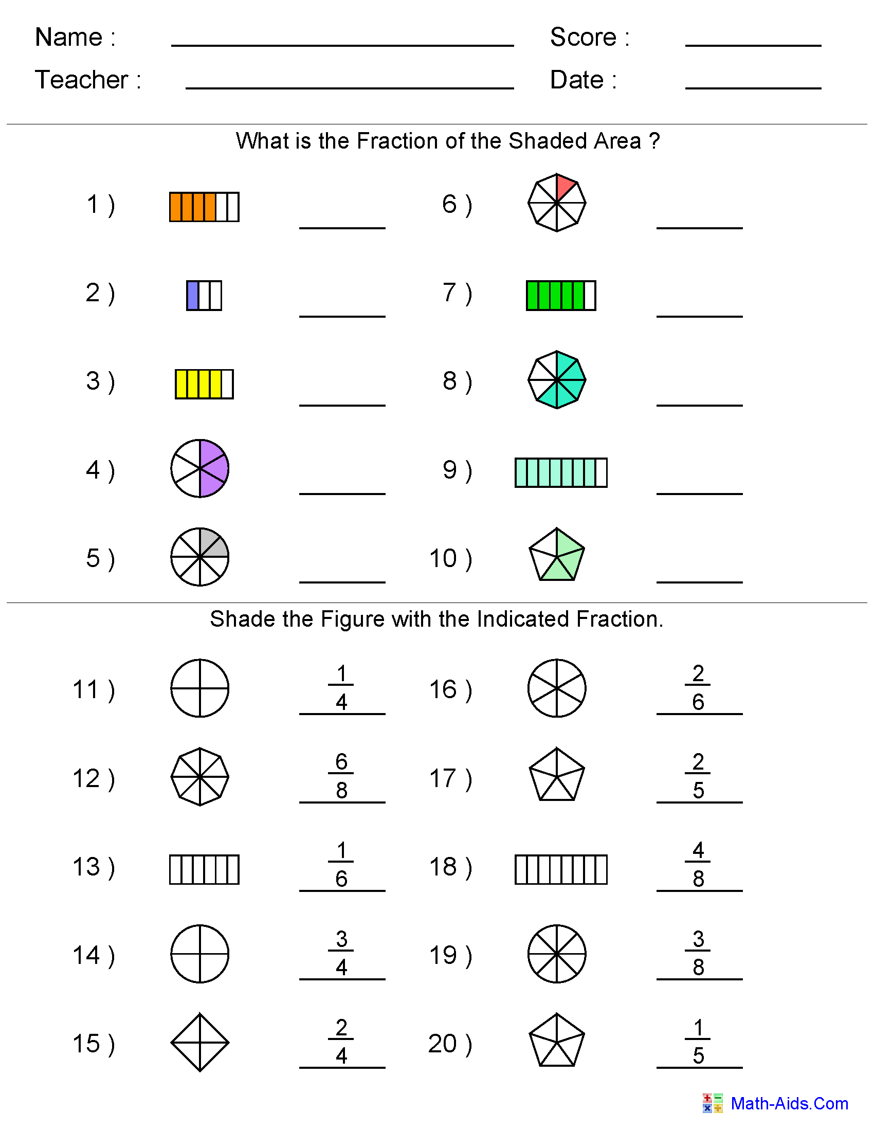 Fractions Worksheets | Printable Fractions Worksheets For Teachers - Free Printable 5 W&amp;amp;#039;s Worksheets