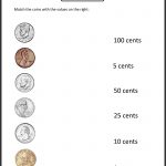 Free 1St Grade Worksheets | Match The Coins And Its Values   Free Printable Money Worksheets For Kindergarten