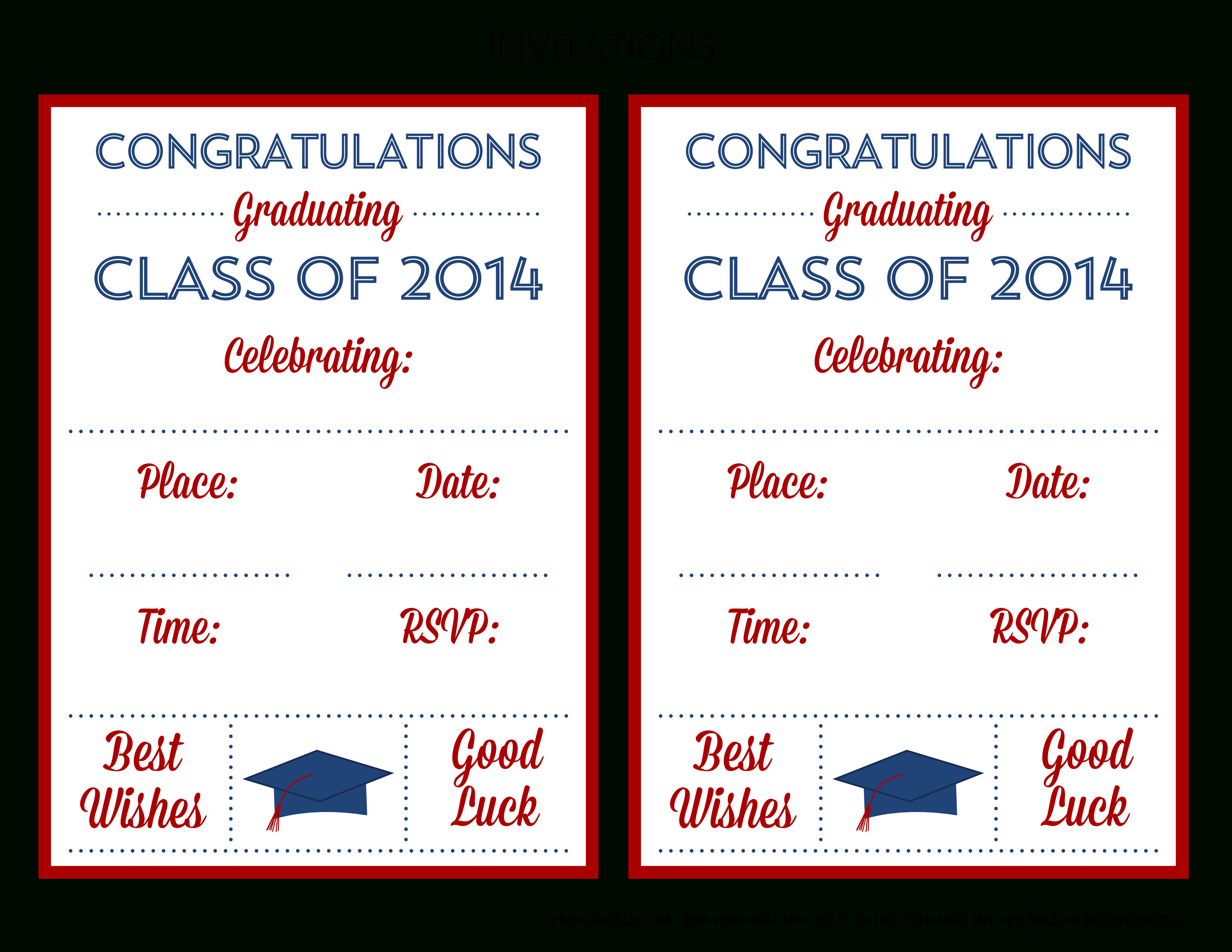 Free 2014 Graduation Party Printables From Printabelle | Catch My Party - Free Printable Graduation Invitations 2014