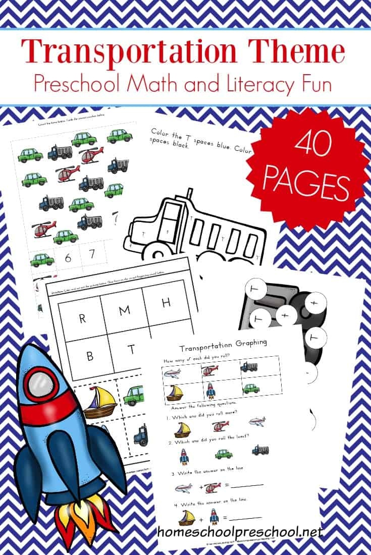 Free 40-Page Preschool Transportation Theme Printables - Free Printable Transportation Worksheets For Kids