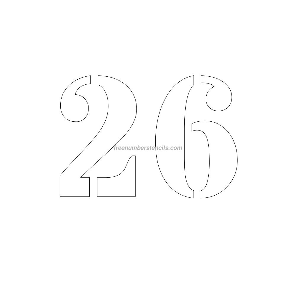 Free 8 Inch 26 Number Stencil - Freenumberstencils - Free Printable Fancy Number Stencils
