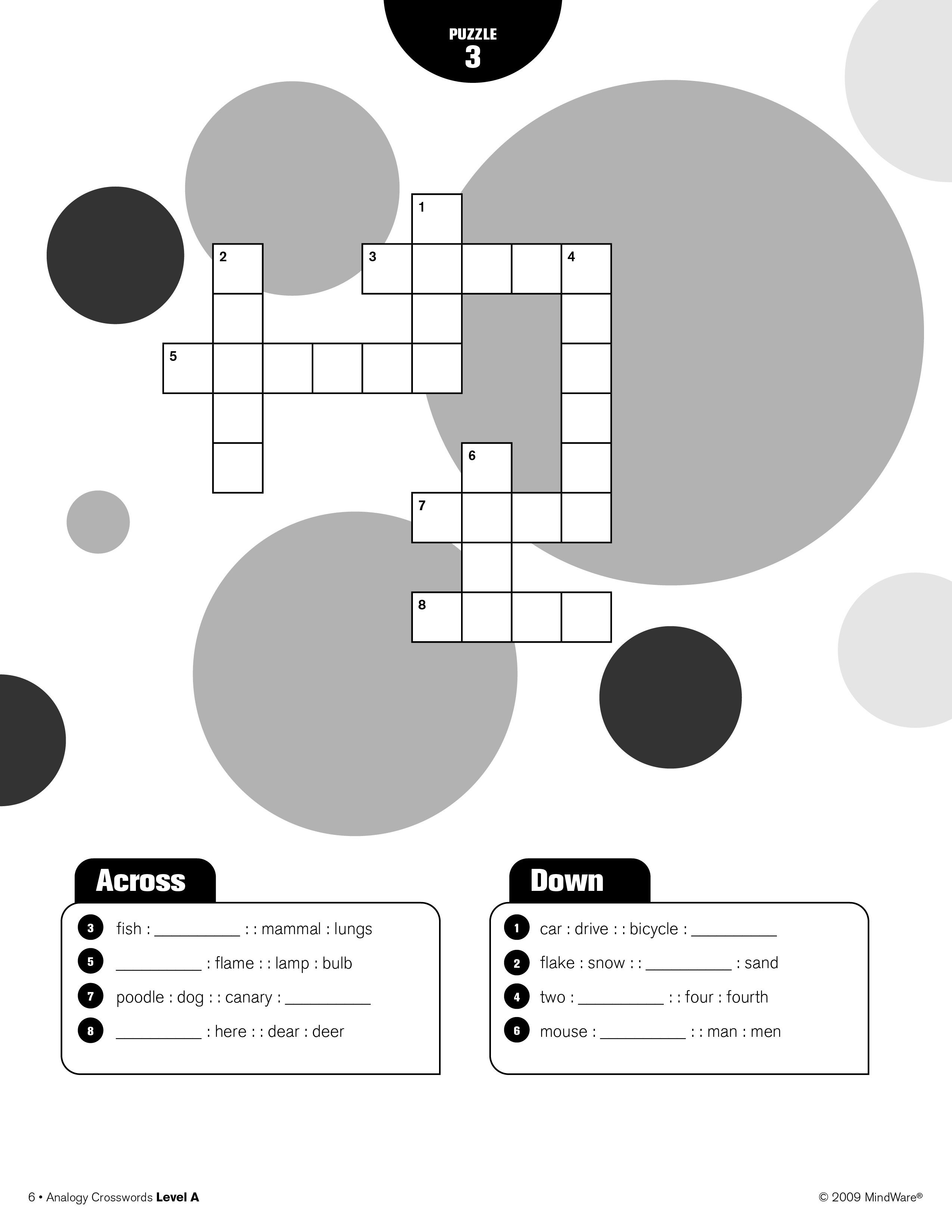 Free Activity! Try Out A Page From Our Analogy Crosswords Level A - Free Printable Word Winks