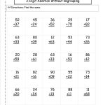 Free Addition Printable Worksheets | Two Digit Addition With No   Free Printable Double Digit Addition And Subtraction Worksheets