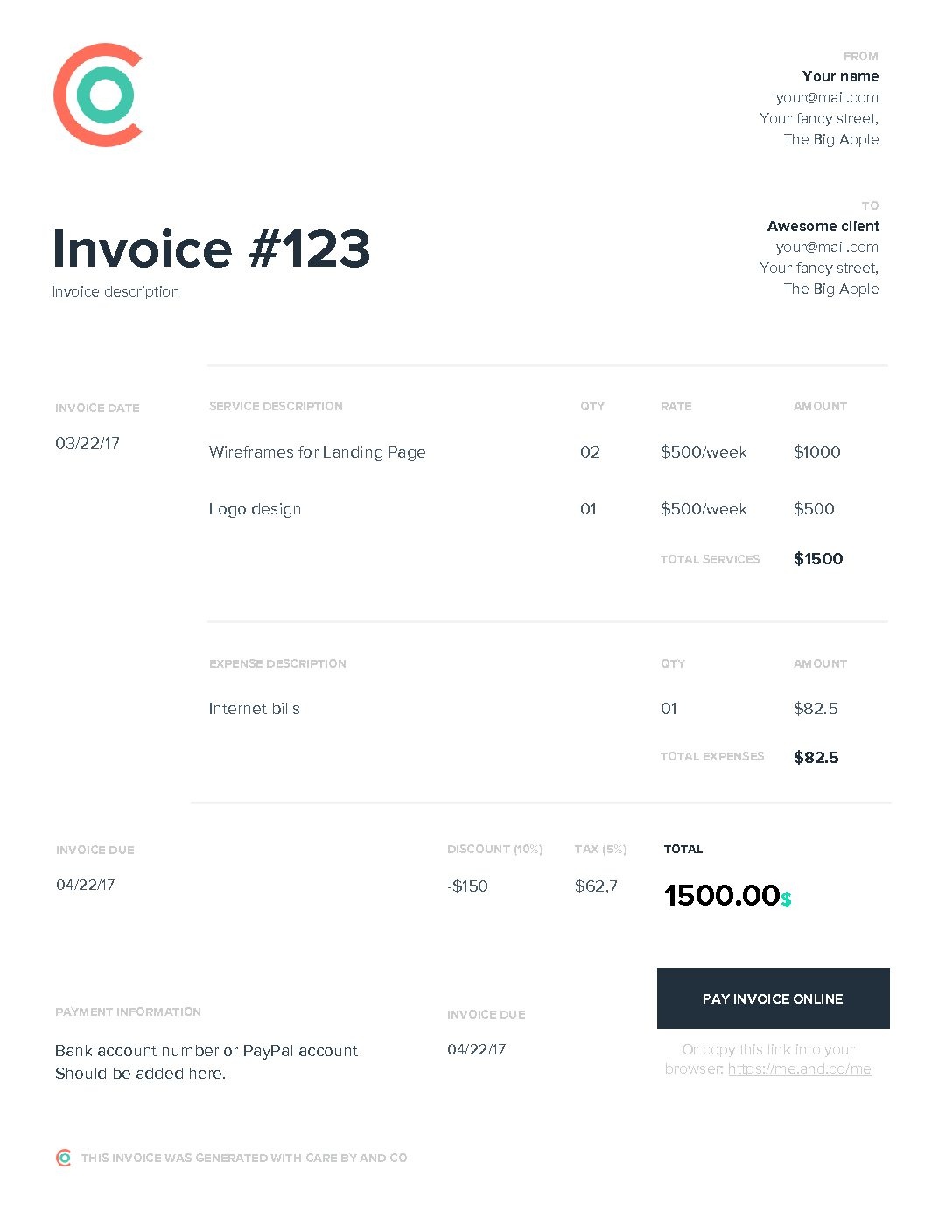 Free Artist Invoice Template | Excel | Pdf | Word (.doc) - And Co - Invoice Templates Printable Free Word Doc