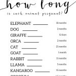 Free Baby Shower Games Printable {Animal Pregnancies}   Paper Trail   Free Printable Baby Shower Games With Answer Key
