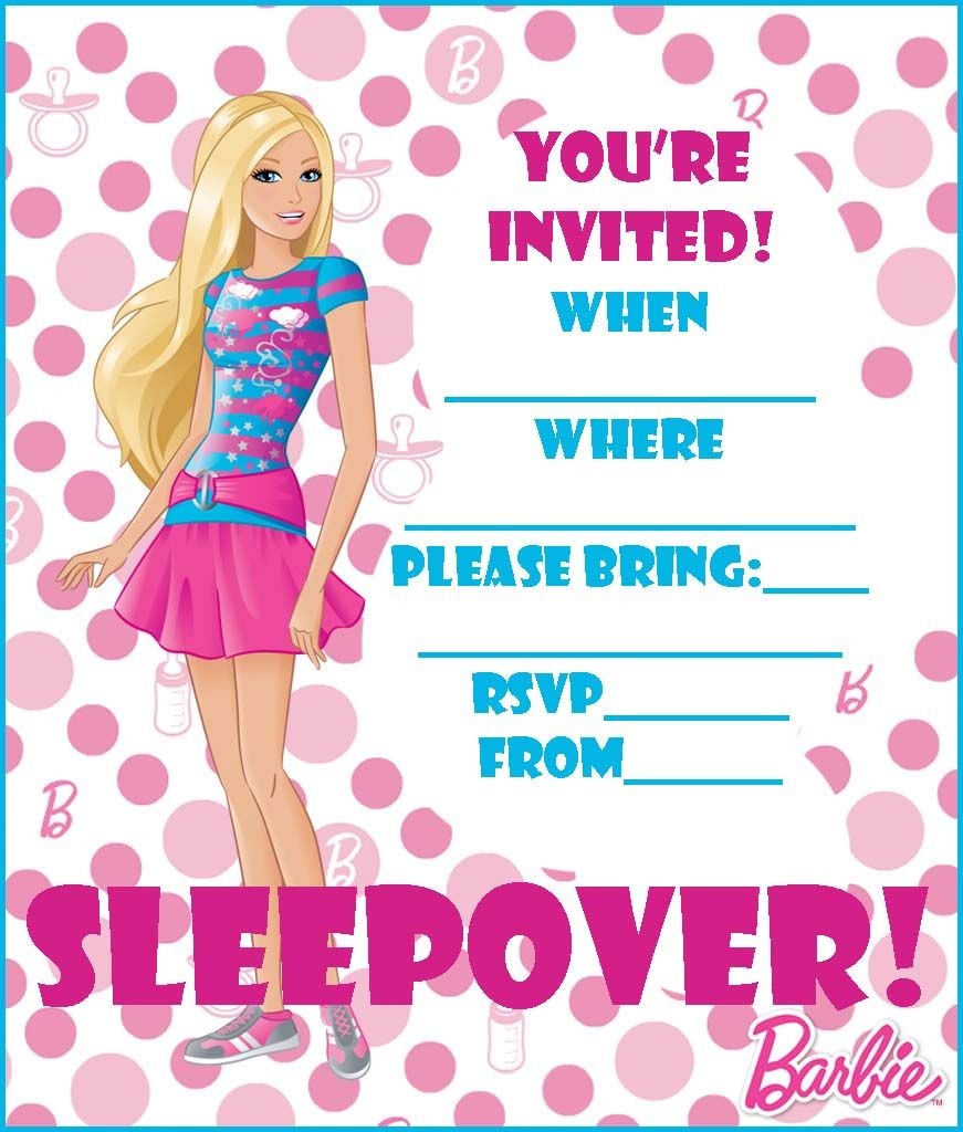 Free Barbie Coloring Pages And Free Printable Party Invitations - Free Printable Barbie Birthday Party Invitations