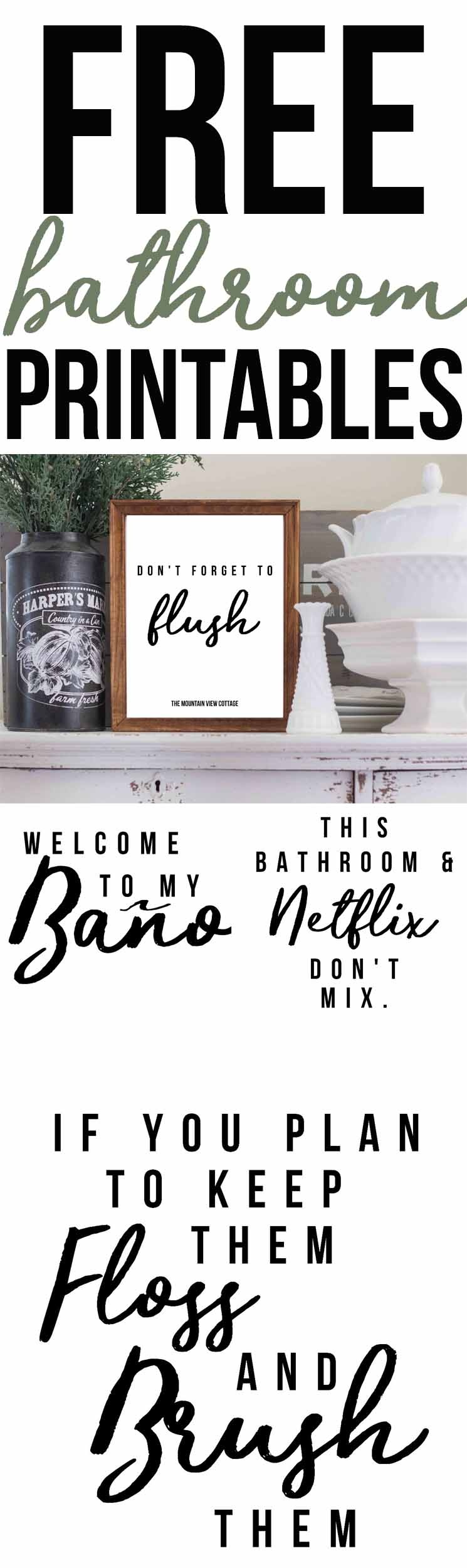 Free Bathroom Printables-Farmhouse Printables - The Mountain View - Free Printable Bathroom Pictures