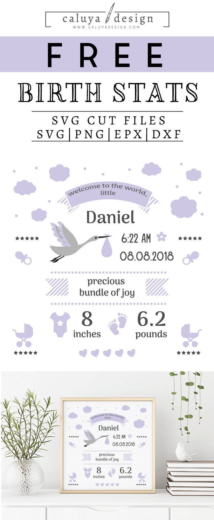 Free Birth Stats Board Svg, Png, Eps &amp;amp; Dxf| Free Svg &amp;amp; Png - Free Printable Baby Birth Announcement Cards