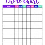 Free Blank Printable Weekly Chore Chart Template For Kids   Free Printable Chore Chart Templates