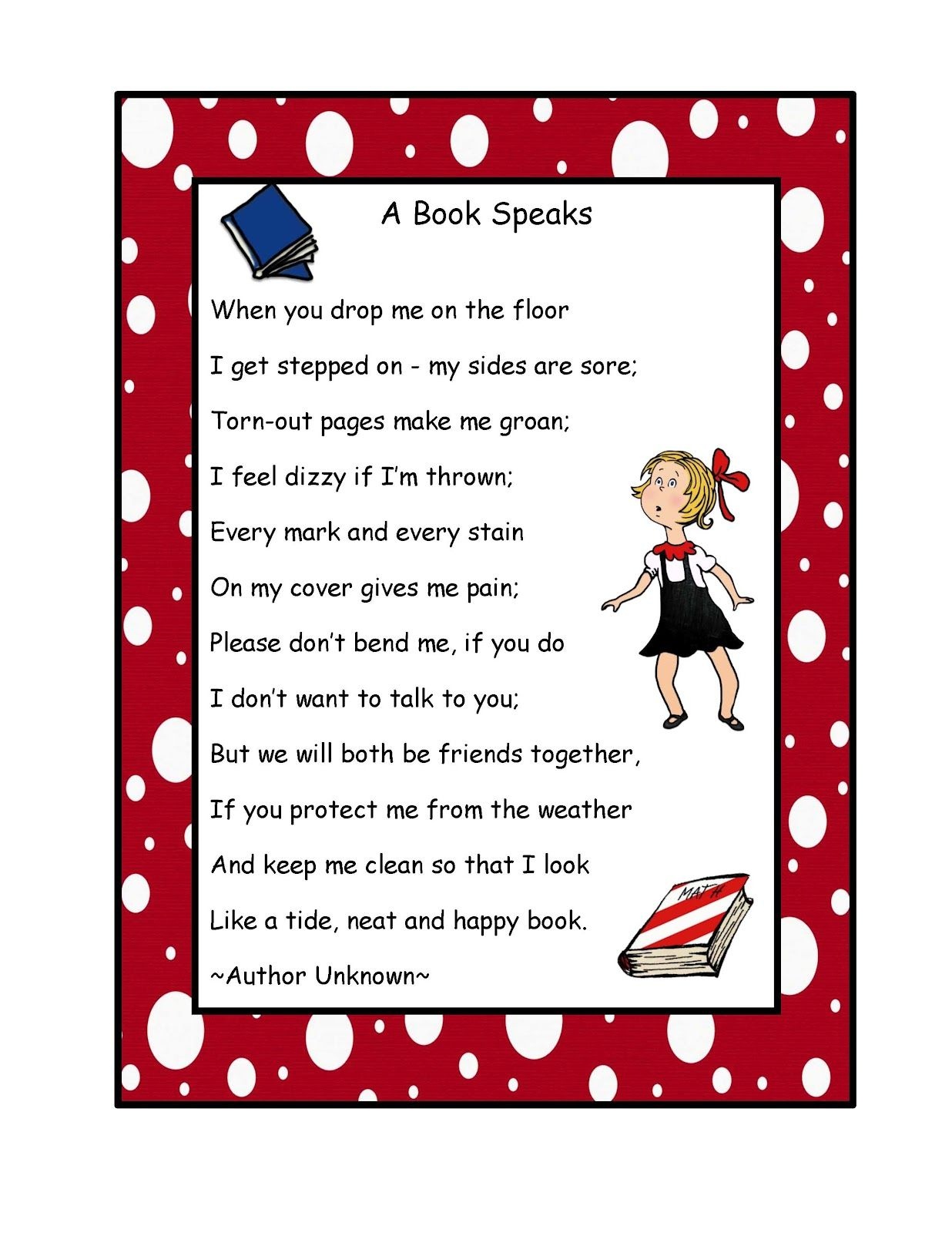 Free Book Poem Poster | Preschool Printablesgwyn | Book Care - Free Printable Poetry Posters