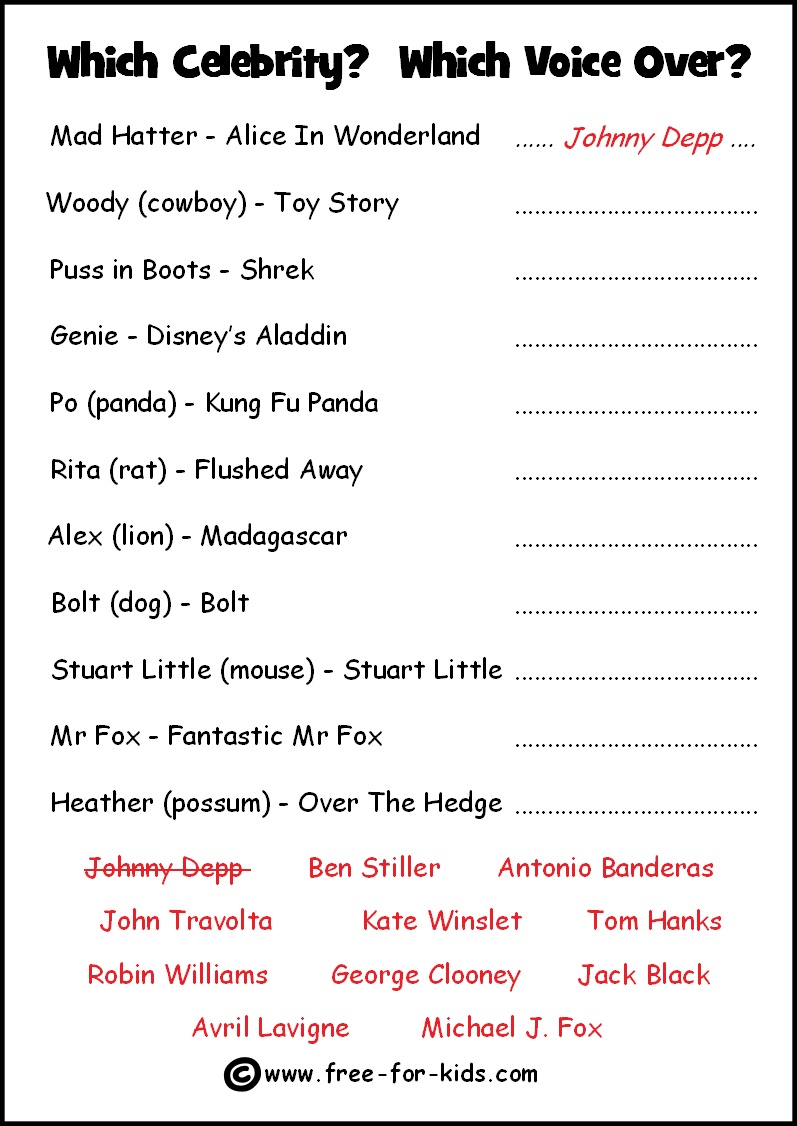 Free Celebrity Quiz Sheets - Free Printable Picture Quizzes With Answers