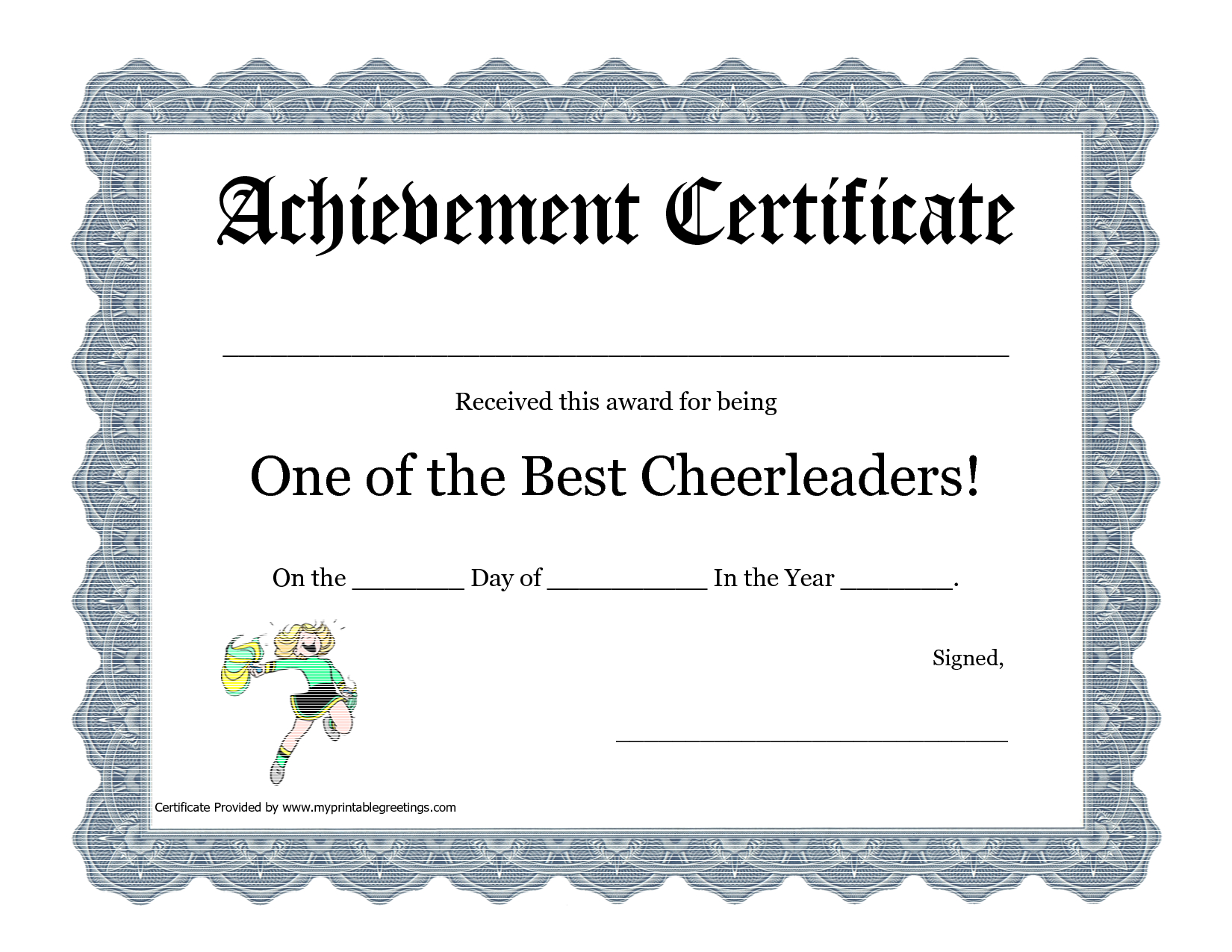 Free Cheerleading Printables | Best Cheerleader Printable Awards - Free Printable Cheerleading Certificates