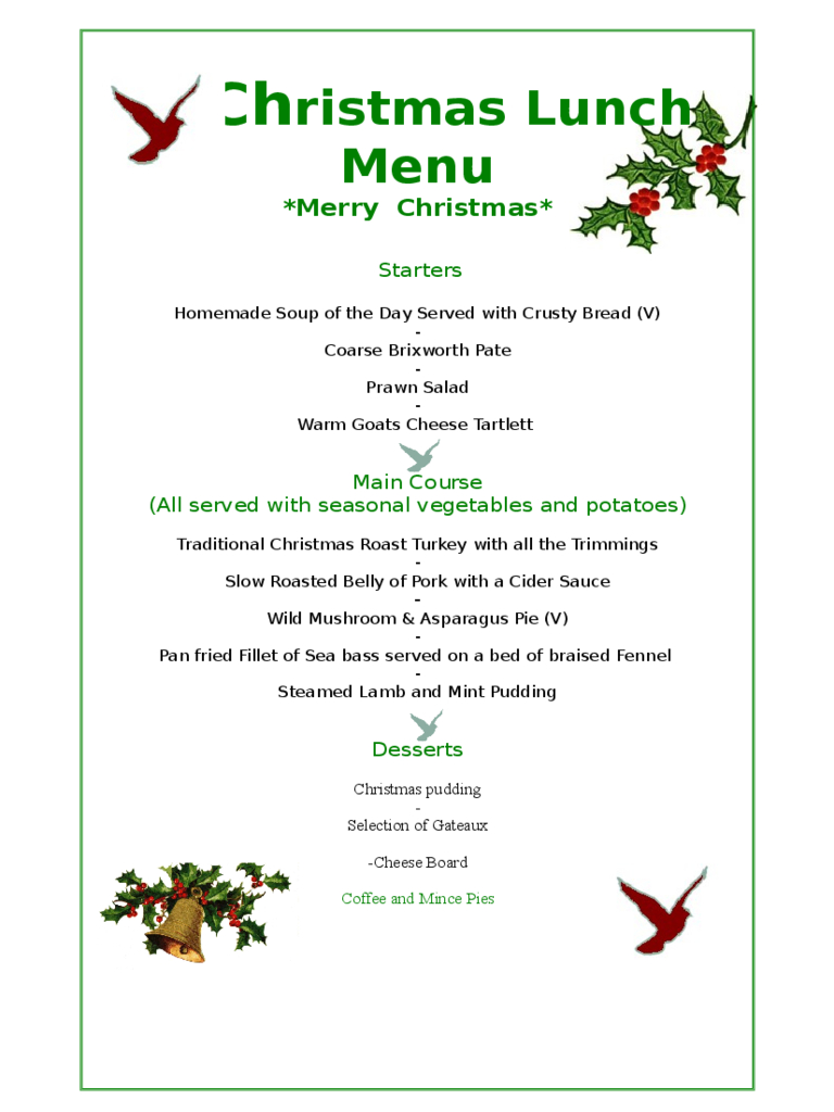 Free Christmas Dinner Menu Template - Tutlin.psstech.co - Christmas Menu Printable Template Free