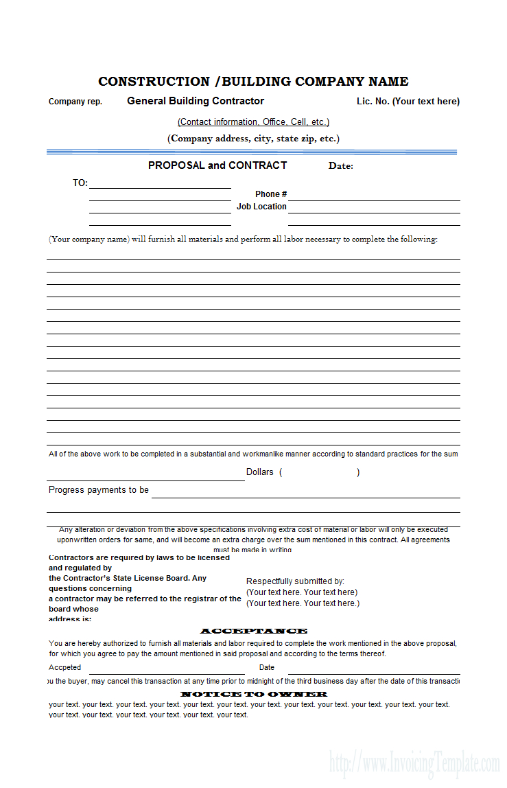 Free Construction Proposal Template Construction Proposal Template Free Printable