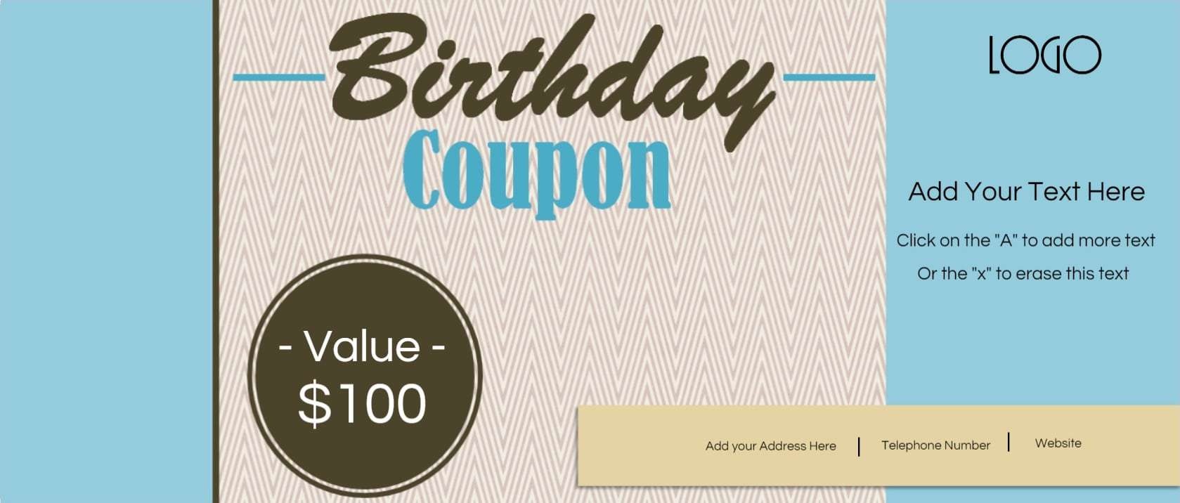 Free Custom Birthday Coupons - Customize Online &amp;amp; Print At Home - Free Printable Blank Birthday Coupons