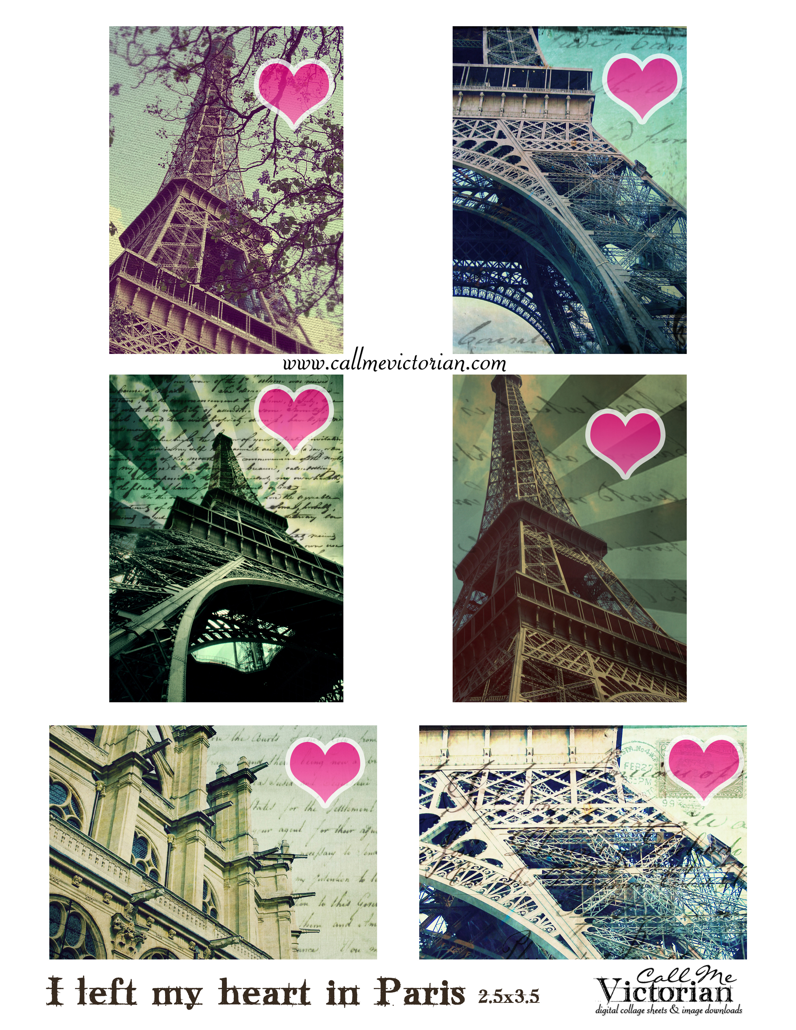 Free Digital Collage Sheet - I Left My Heart In Paris | Call Me - Free Printable Digital Collage Sheets