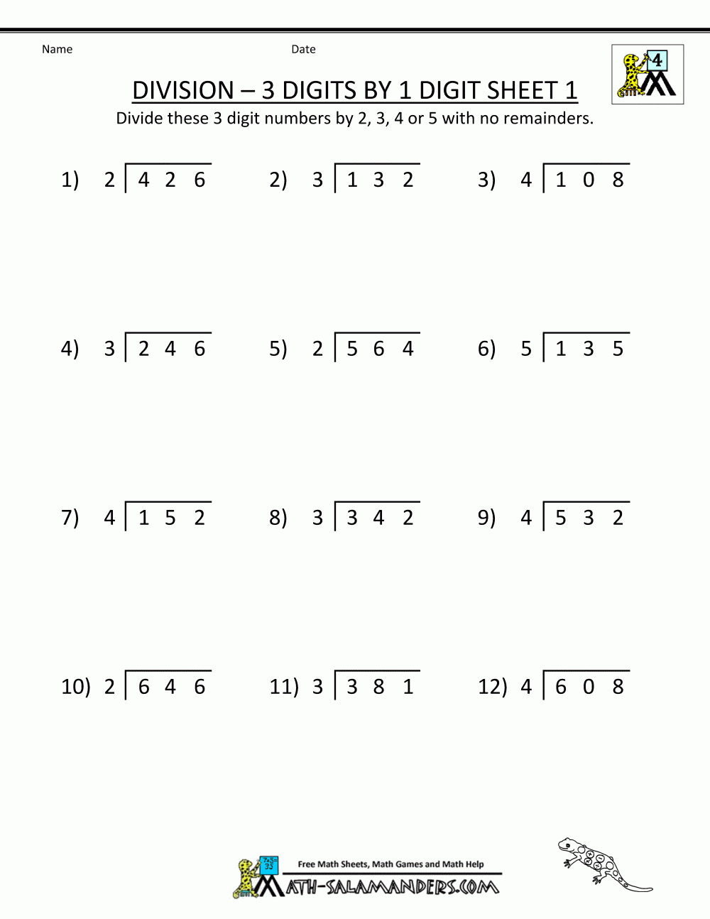 Free Division Worksheets - Free Printable Division Worksheets