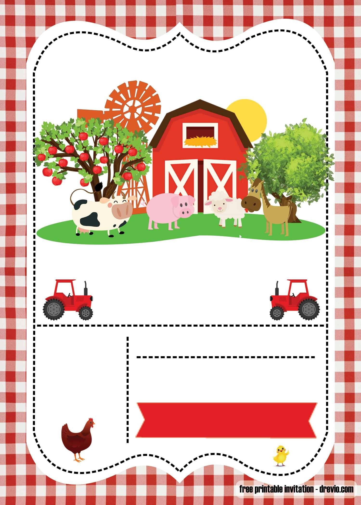 Free Farm Party Invitation Template - Printable | Birthday | Farm - Free Printable Farm Birthday Invitations