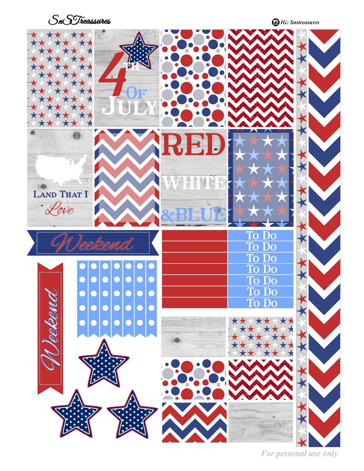 Free Fourth Of July Printable Planner Stickers | Home Office - Free Printable 4Th Of July Stationery