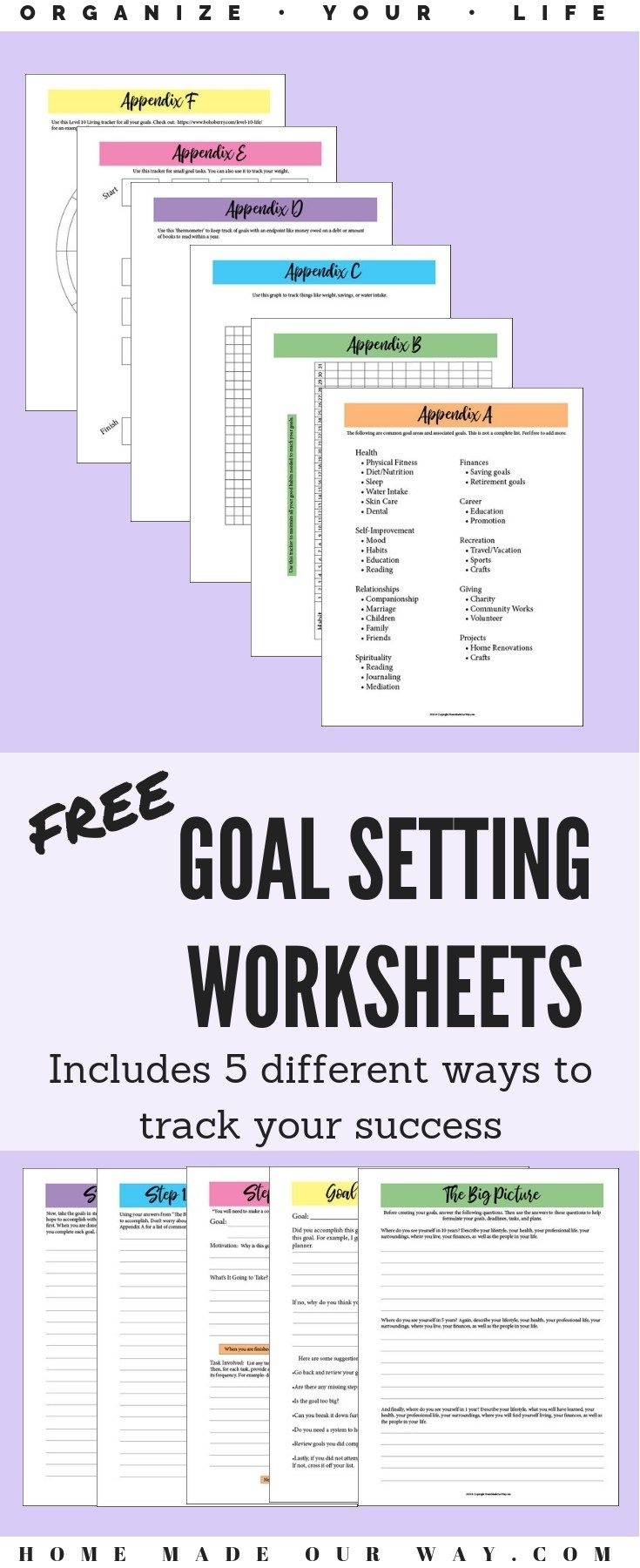Free Goal Setting Worksheets For A Successful Year Any Time | Home - Free Printable Home Organization Worksheets