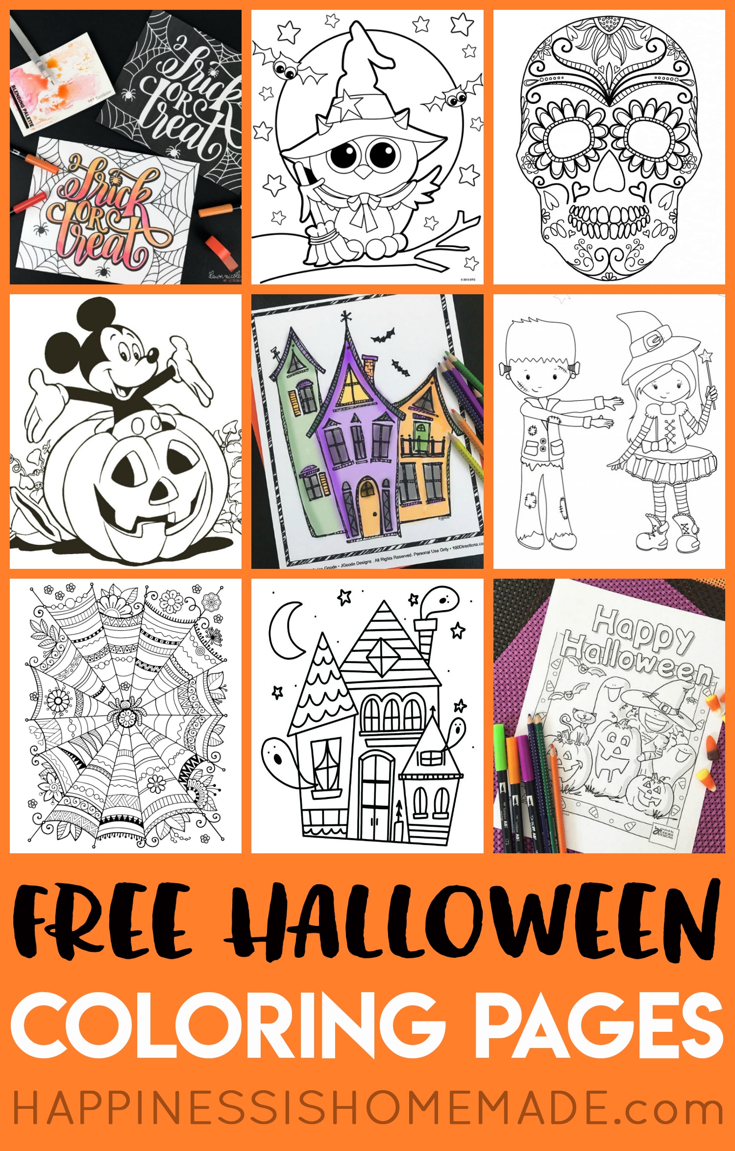 Free Halloween Coloring Pages For Adults &amp;amp; Kids - Happiness Is Homemade - Free Printable Halloween Cards