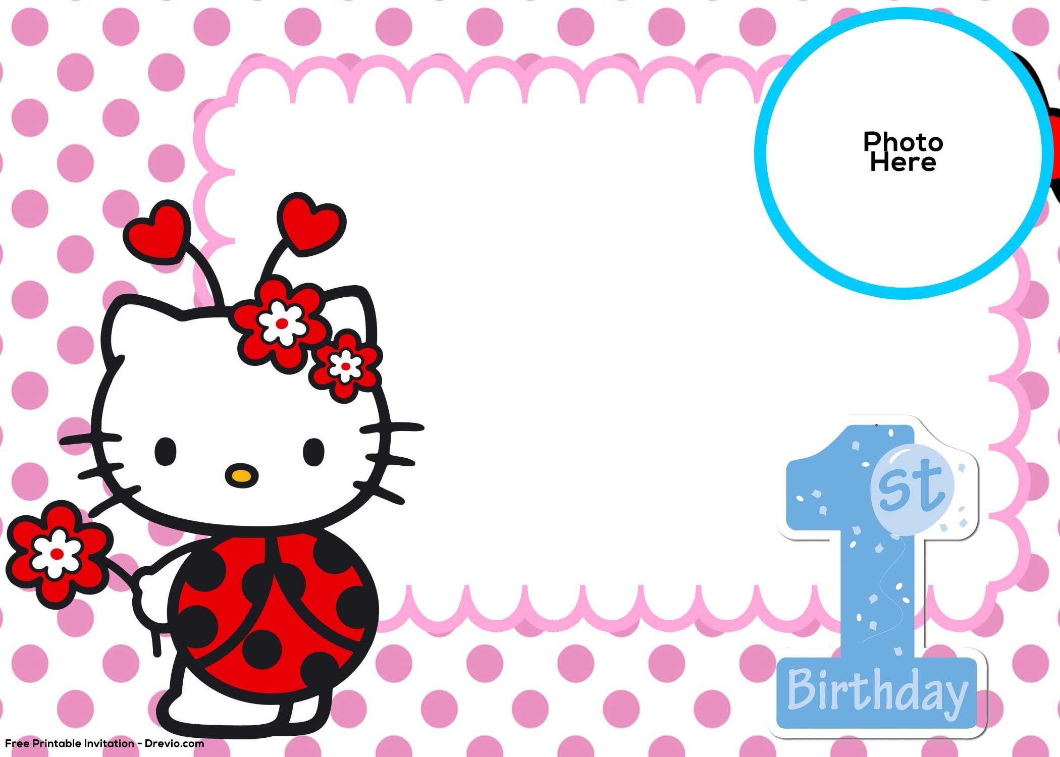 Free Hello Kitty 1St Birthday Invitation Template | Hello Kitty - Hello Kitty Birthday Card Printable Free