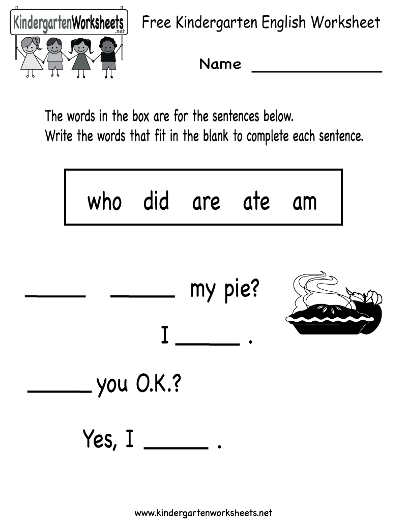 Free Kindergarten English Worksheet Printable | Children Education - Free Printable Ela Worksheets