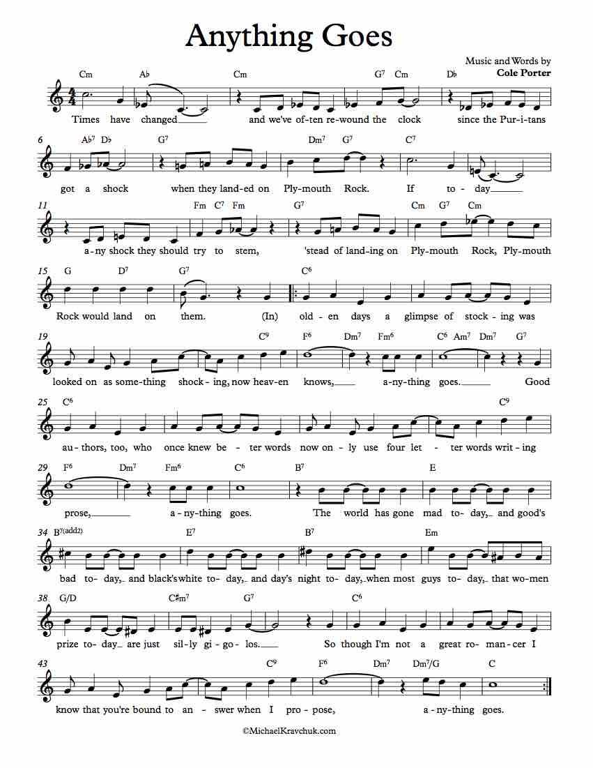 Free Lead Sheet – Anything Goes In 2019 | Sheet Music | Lead Sheet - Free Printable Clarinet Sheet Music
