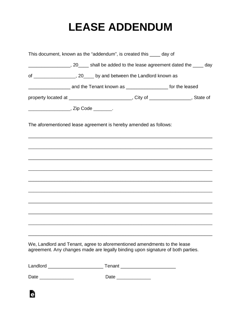 Free Lease Addendum Templates - Pdf | Word | Eforms – Free Fillable - Free Printable Rent Increase Letter
