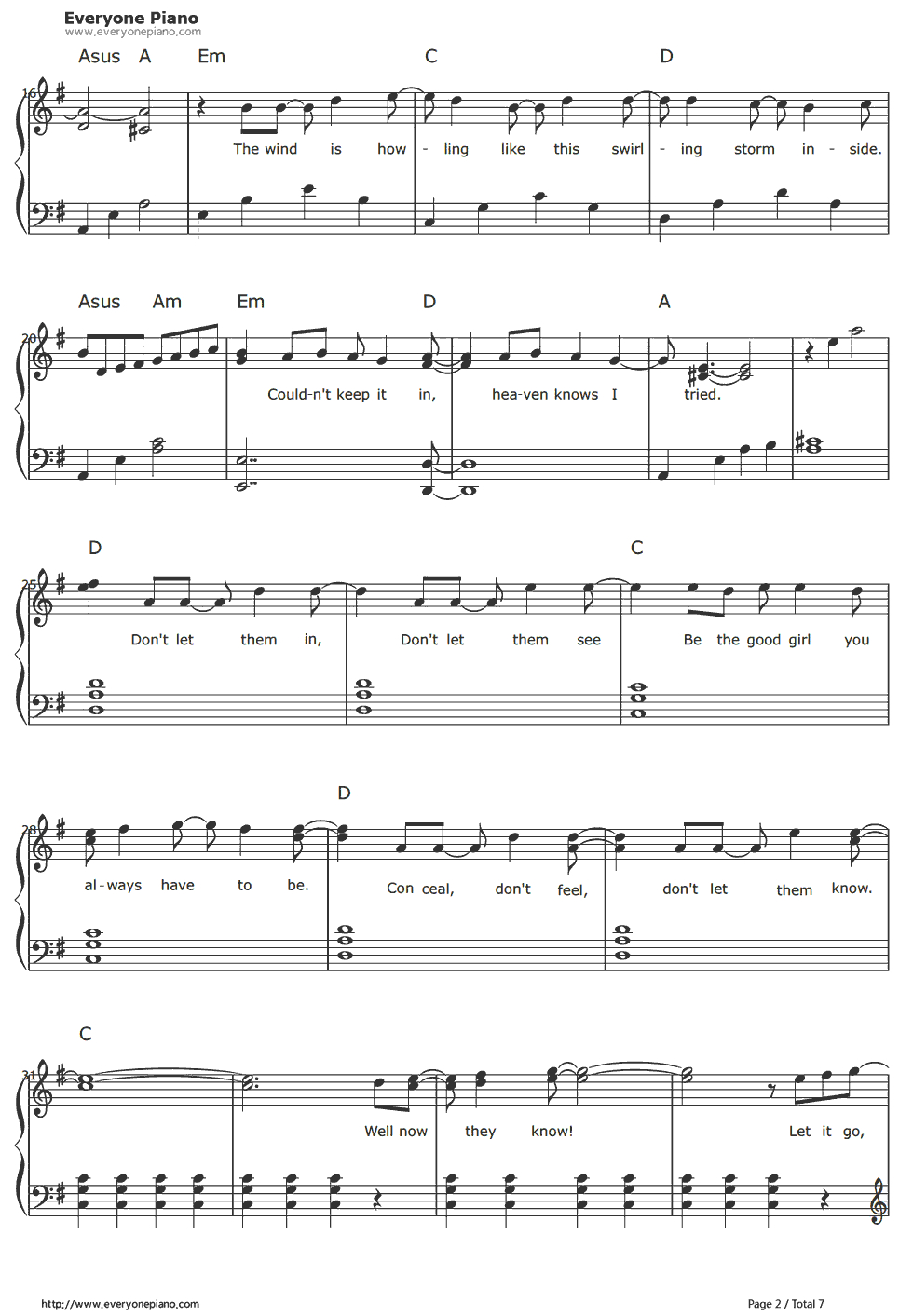 Free Let It Go Easy Version-Frozen Theme Sheet Music Preview 2 - Let It Go Violin Sheet Music Free Printable