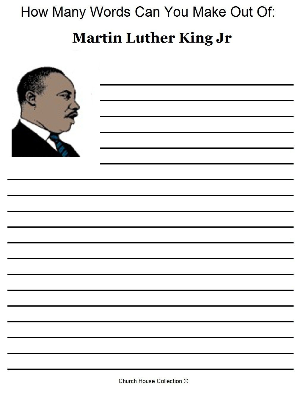 Free Martin Luther King Jr Worksheets- How Many Words Can You Make - Free Printable Martin Luther King Jr Worksheets