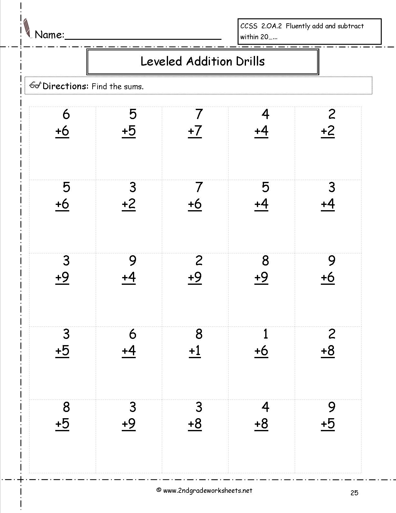 Printable Second Grade Math Worksheets To Free Download Math Free Printable Second Grade