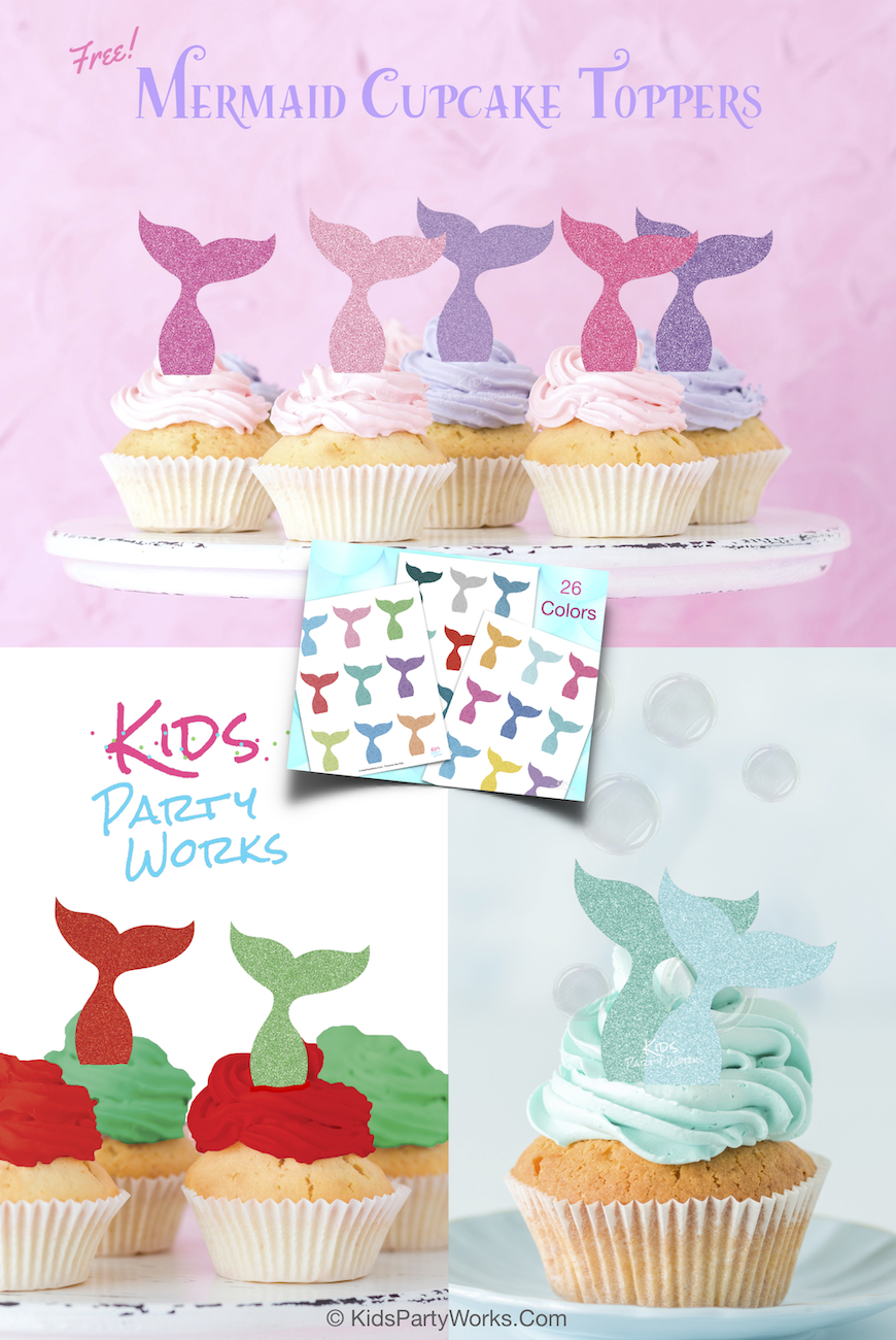 Free Mermaid Cupcake Toppers From Kidspartyworks. 26 Glitter - Free Printable Mermaid Cupcake Toppers