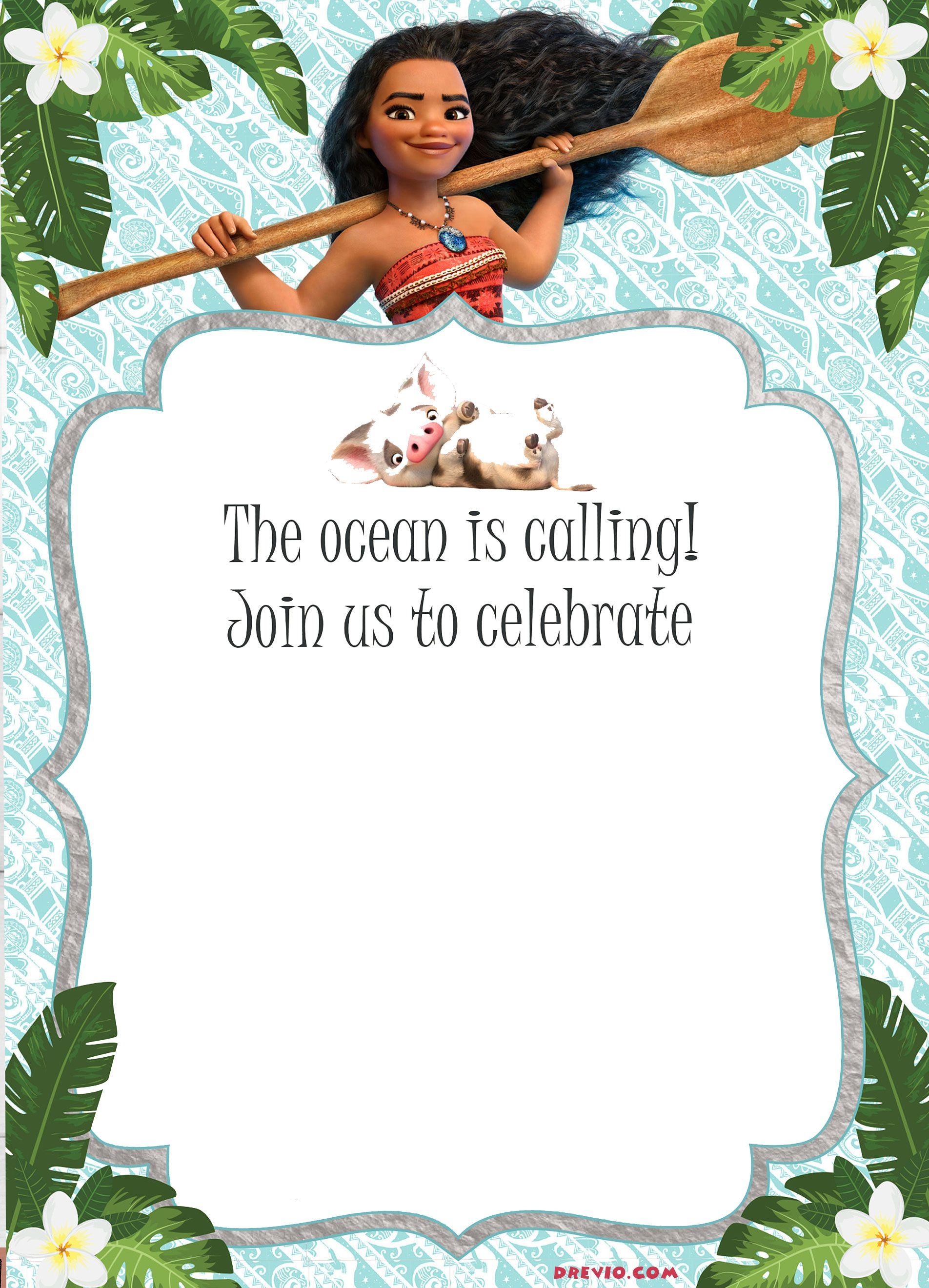 Free Moana Birthday Invitation Template | Moana / Luau Themed - Free Printable Moana Invitations