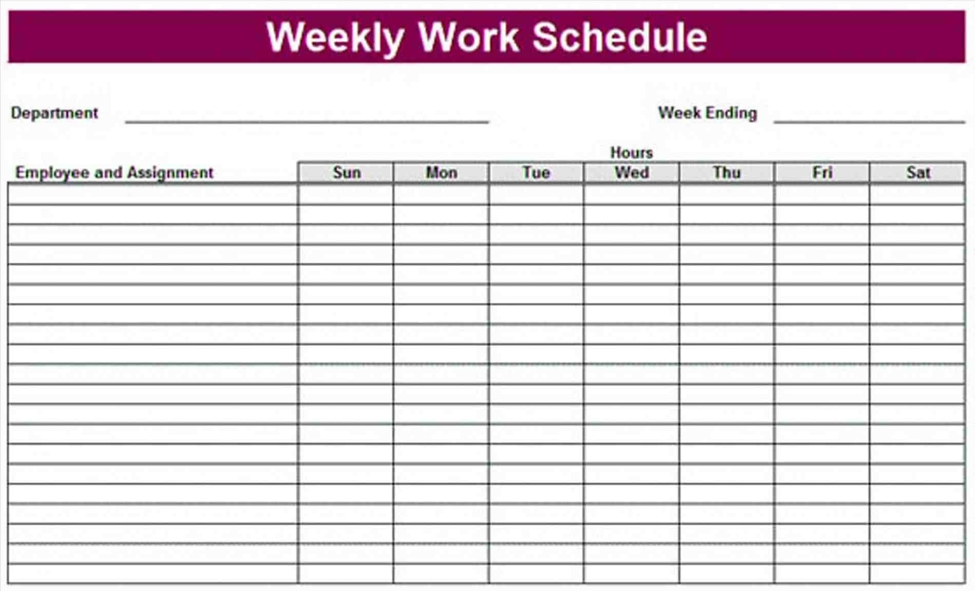 Free Printable Monthly Work Schedule Template - Free Printable