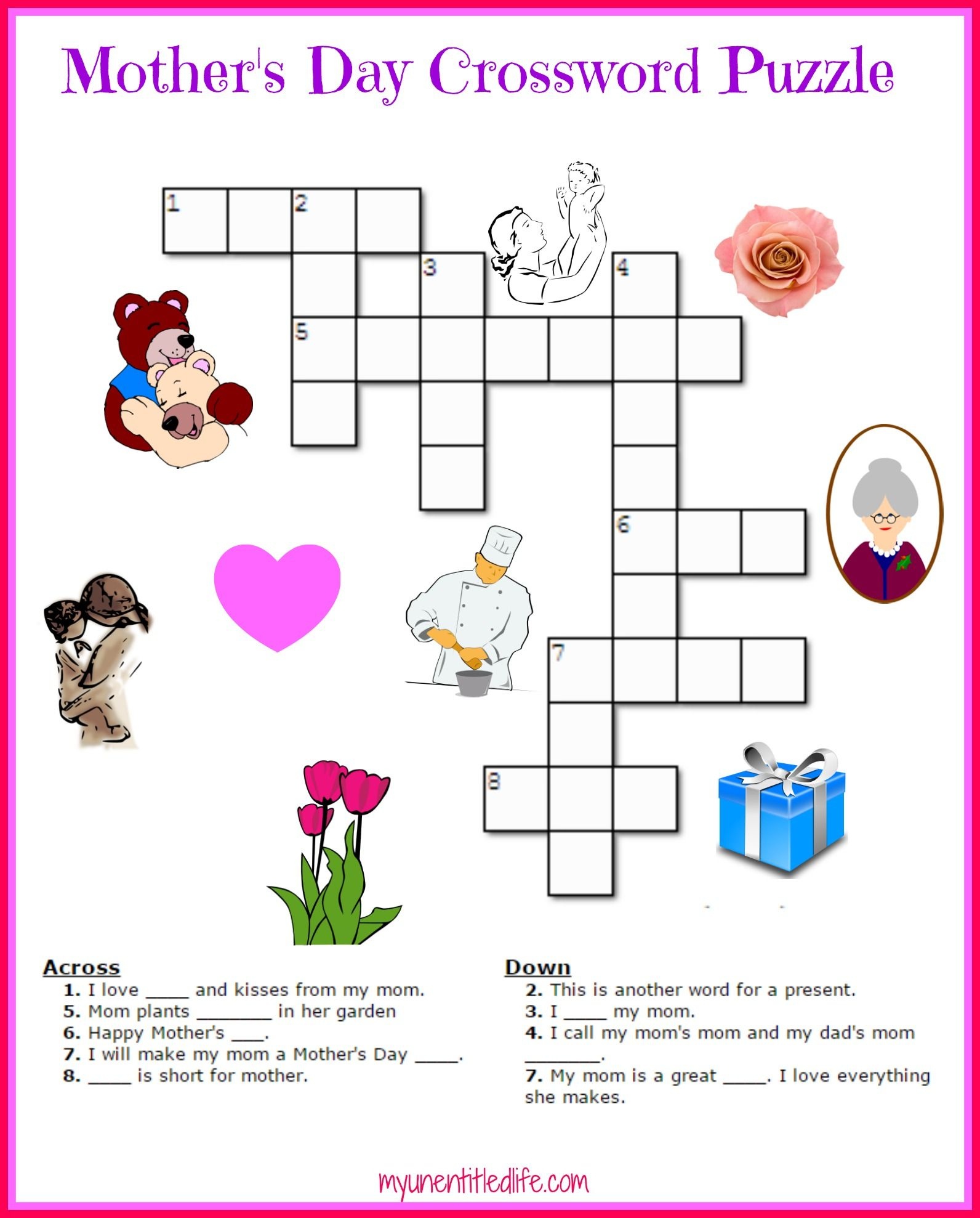 Free Mother's Day Crossword Puzzle Printable | Crafts For Kids - Free Printable Mother&amp;#039;s Day Games