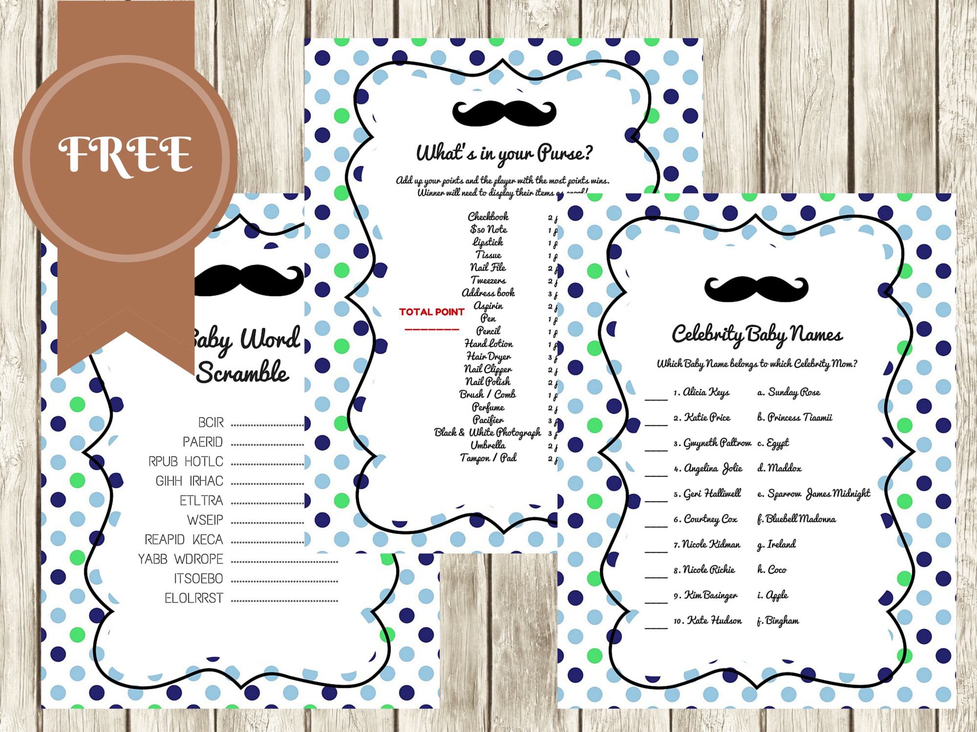 Free Mustache Baby Shower Games - Baby Shower Ideas - Themes - Games - What&amp;#039;s In Your Phone Baby Shower Game Free Printable