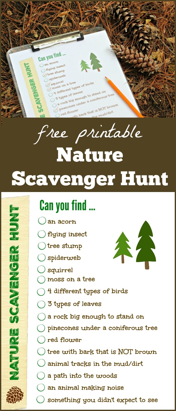Free Nature Scavenger Hunt List {W/free Printable!} - Edventures - Free Printable Scavenger Hunt For Kids