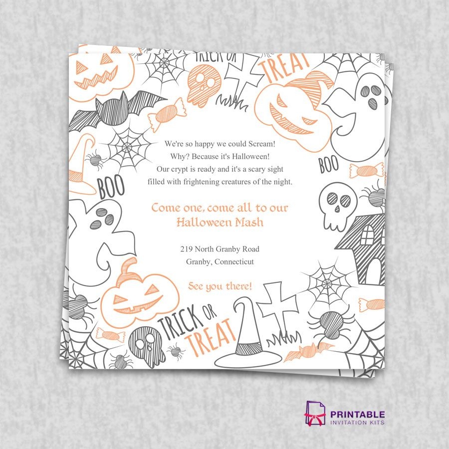 Free Pdf Download. Halloween Party Invitation Template | Wedding - Free Printable Halloween Wedding Invitations