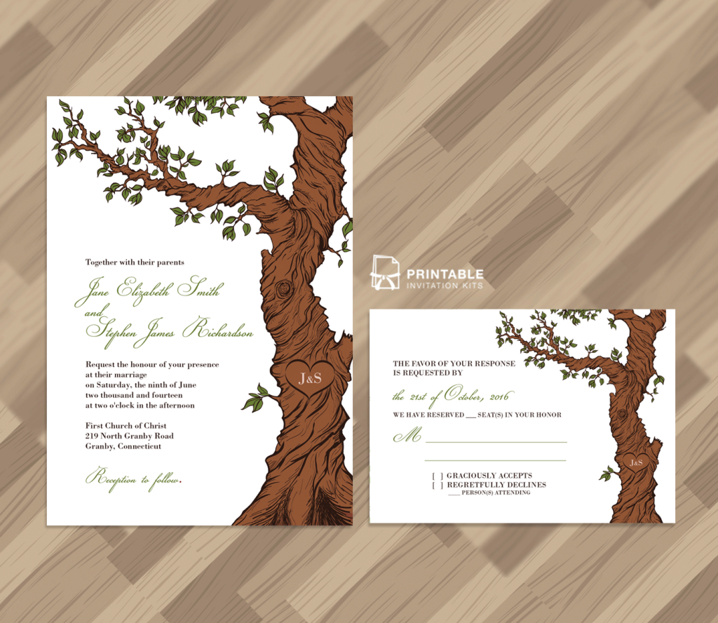 Free Pdf Rustic Wedding Invitation And Rsvp Template Fairytale Tree - Free Printable Wedding Invitation Kits